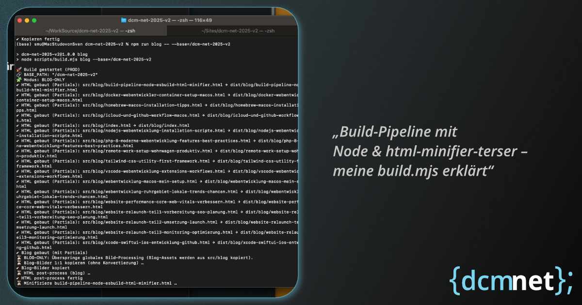 Build-Pipeline mit Node & html-minifier-terser – Symbolbild