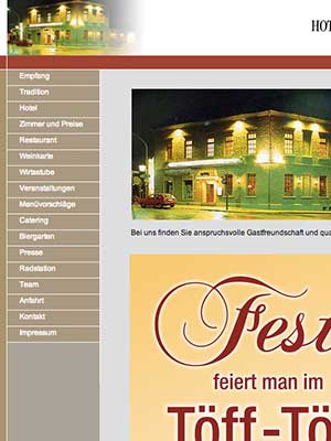 Webseite vom Hotel Wirtshaus Töff-Töff